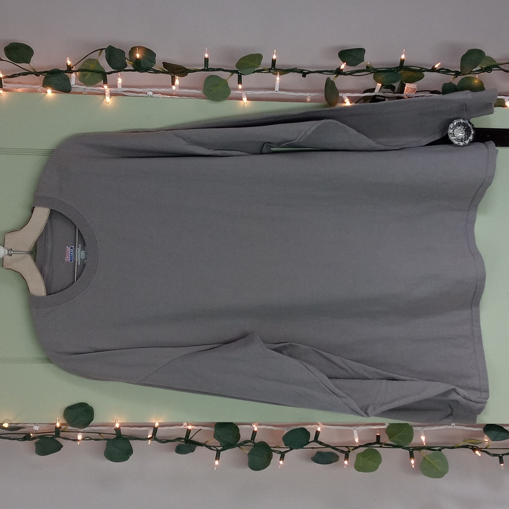 Men's Hanes Beefy Long sleeve basic T-shirt cement grey 🩶 3XL